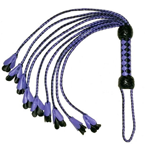 Black and Purple Leather Flower Cat oNine Tails