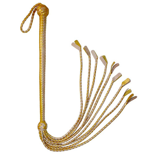 Gold Leather Long Handled Cat o’Nine Tails