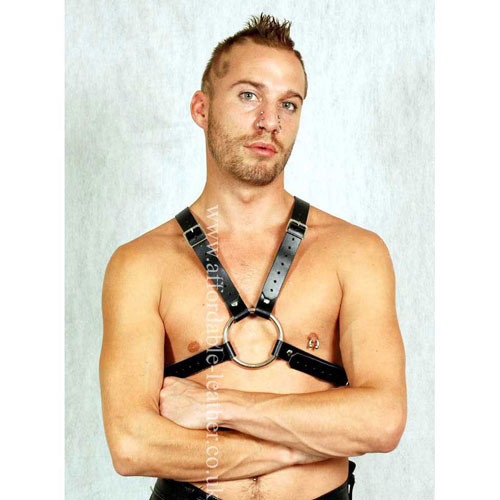 Leather X Shape Male Chest Harness 1 inch Strap