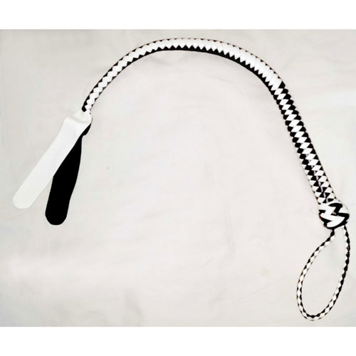 Soft-end Short Black and White Single Tail Leather Whip