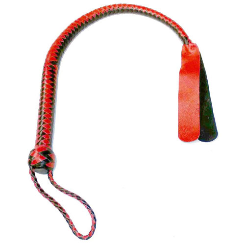 Soft-end Short Black and Red Single Tail Leather Whip