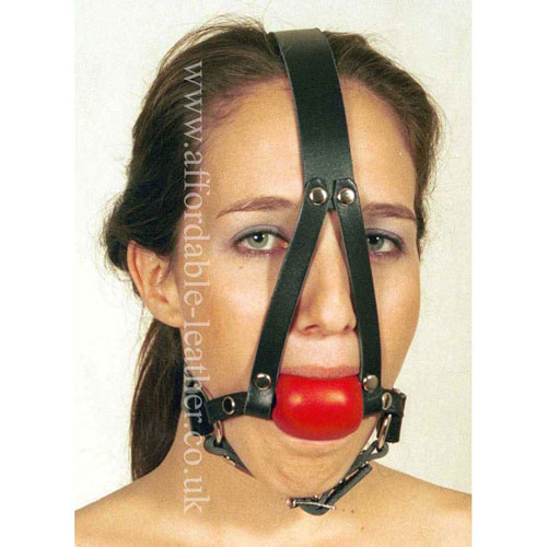 Soft Rubber Head Harness Ball Gag Black or Red